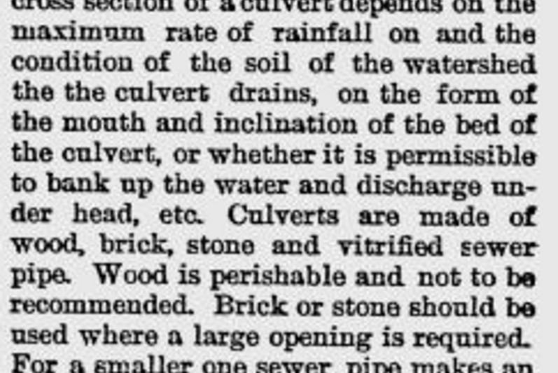 News article from Cayuga Chief on December 22, 1894 where they discuss culverts