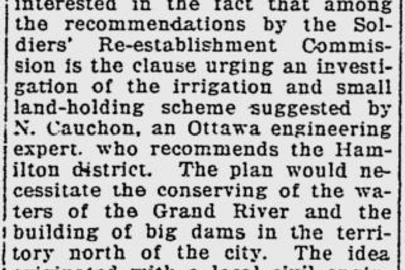 News article from the Border Cities Star on November 1, 1919 where they discuss water conservation in Kitchener