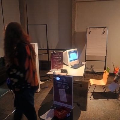 A Mac computer displayed at the Waterloo Public Library Lumen event.