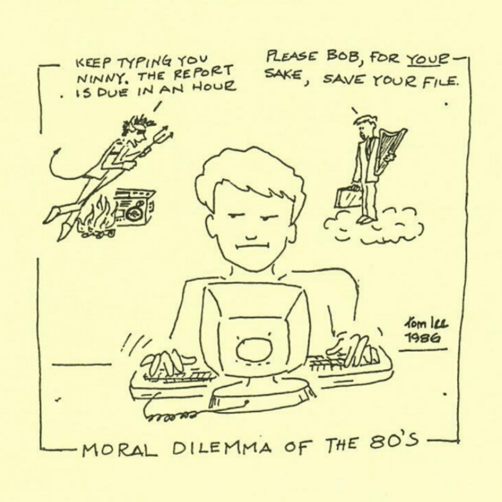 Comic titled "Moral Dilemma of the 80's."