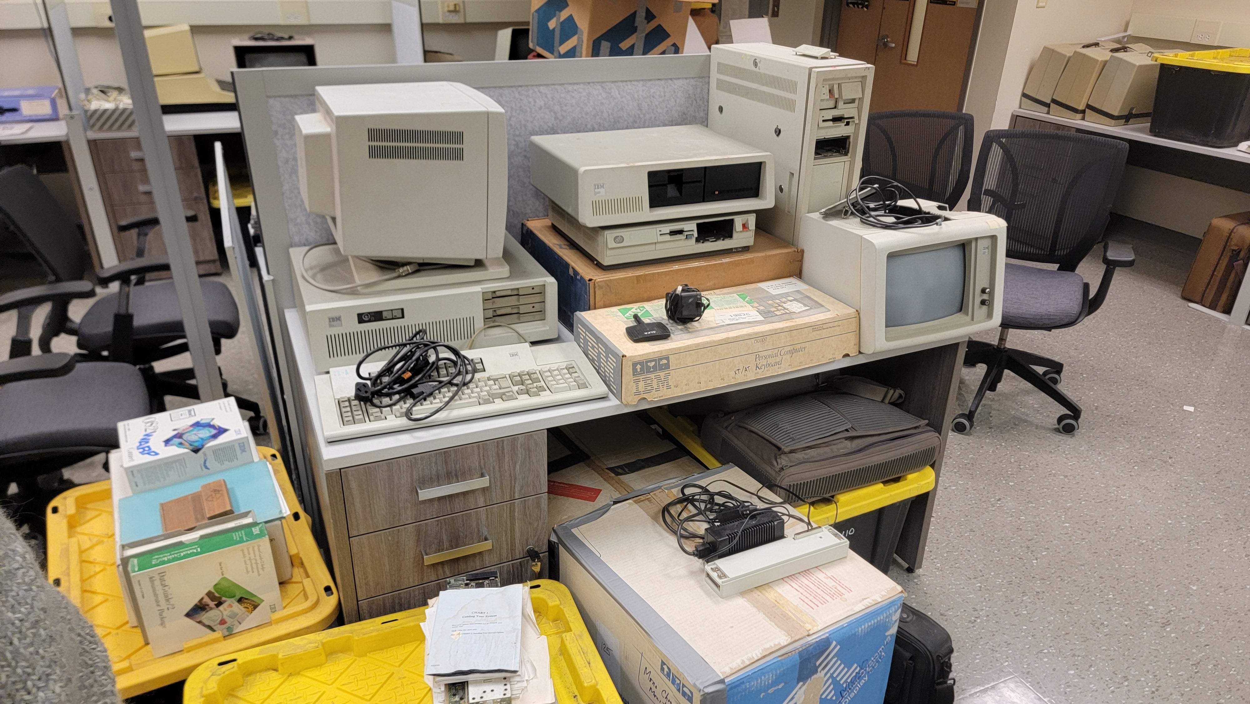 Collection of IBM PCs and related hardware in E3
