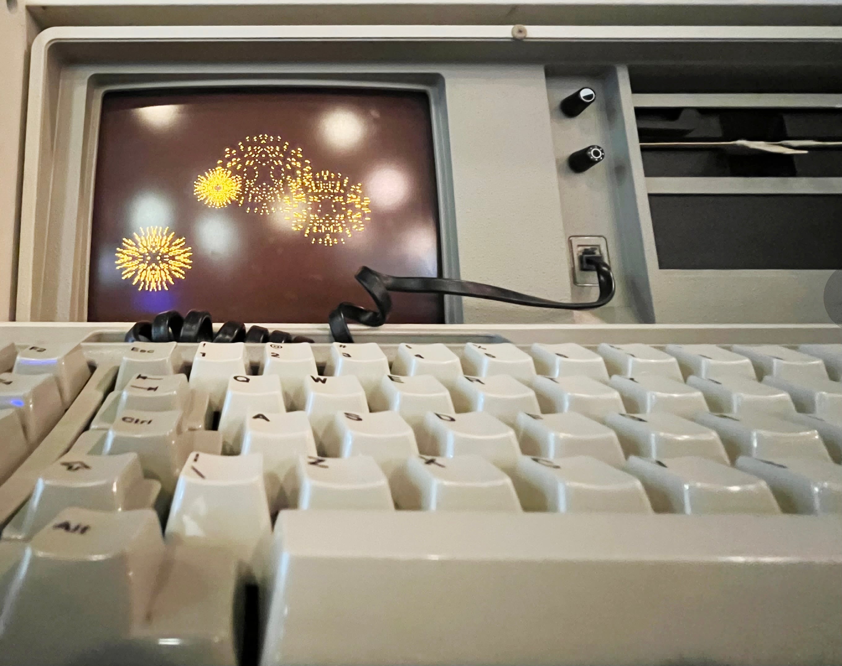 Fireworks display on monitor