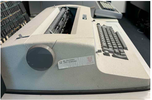 Side view of IBM 2741 Communications Terminal (2016.7.63) donated by Institute for Computer Research, UW