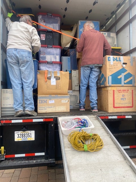 Loading the truck at Tom Conrad's barn