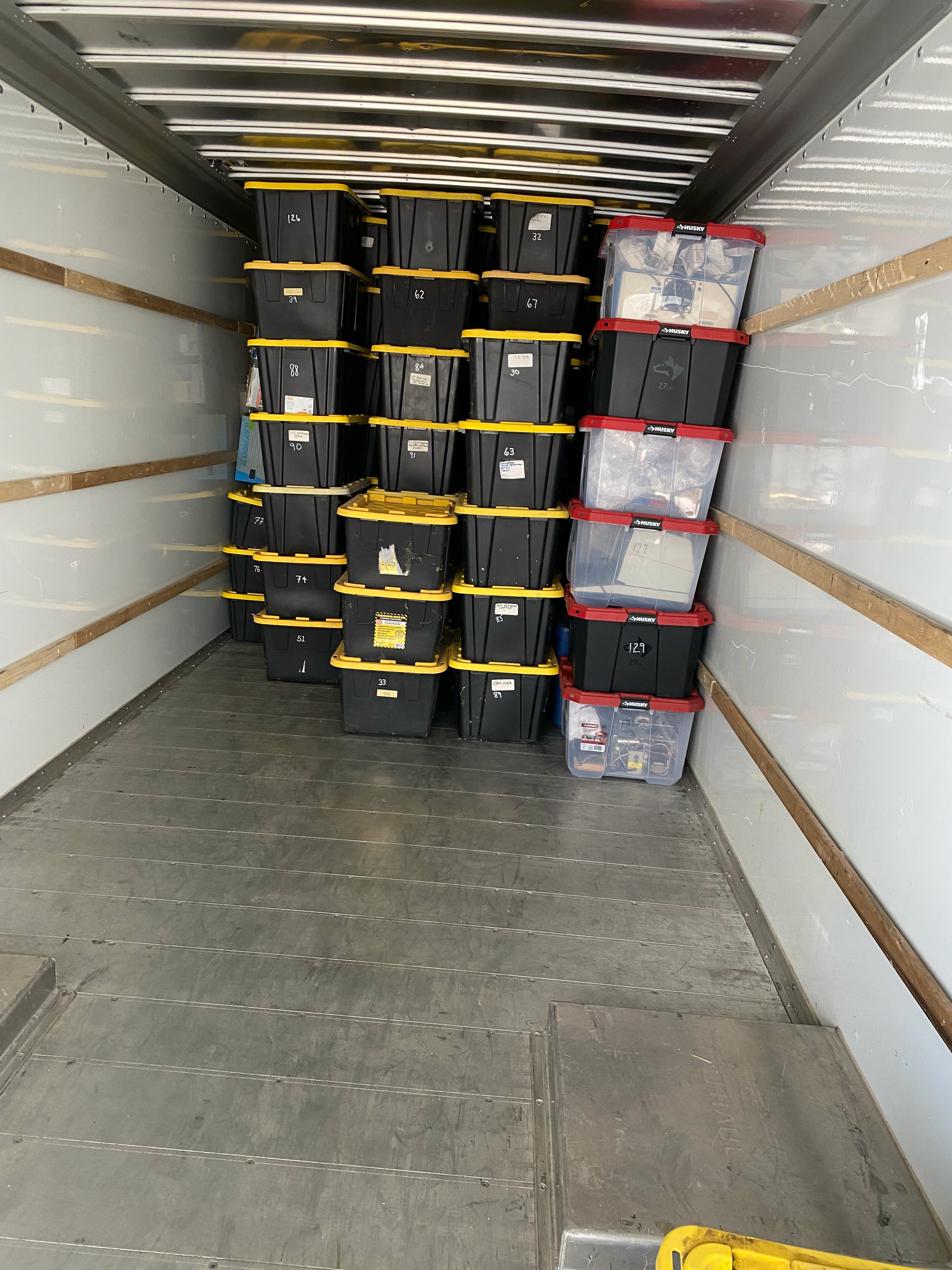 Donation being loaded into final shipping truck