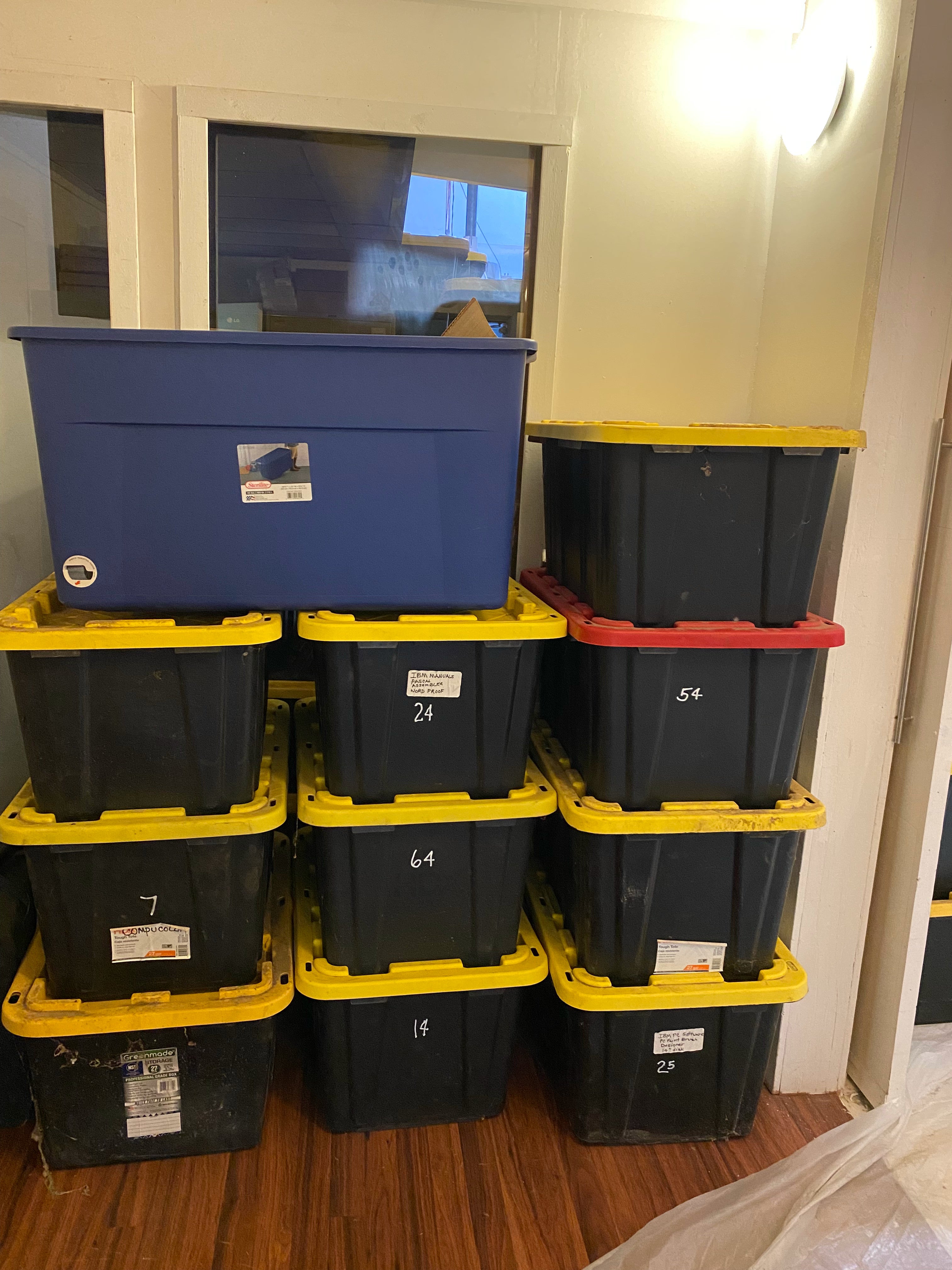 Storage totes in office in San Francisco