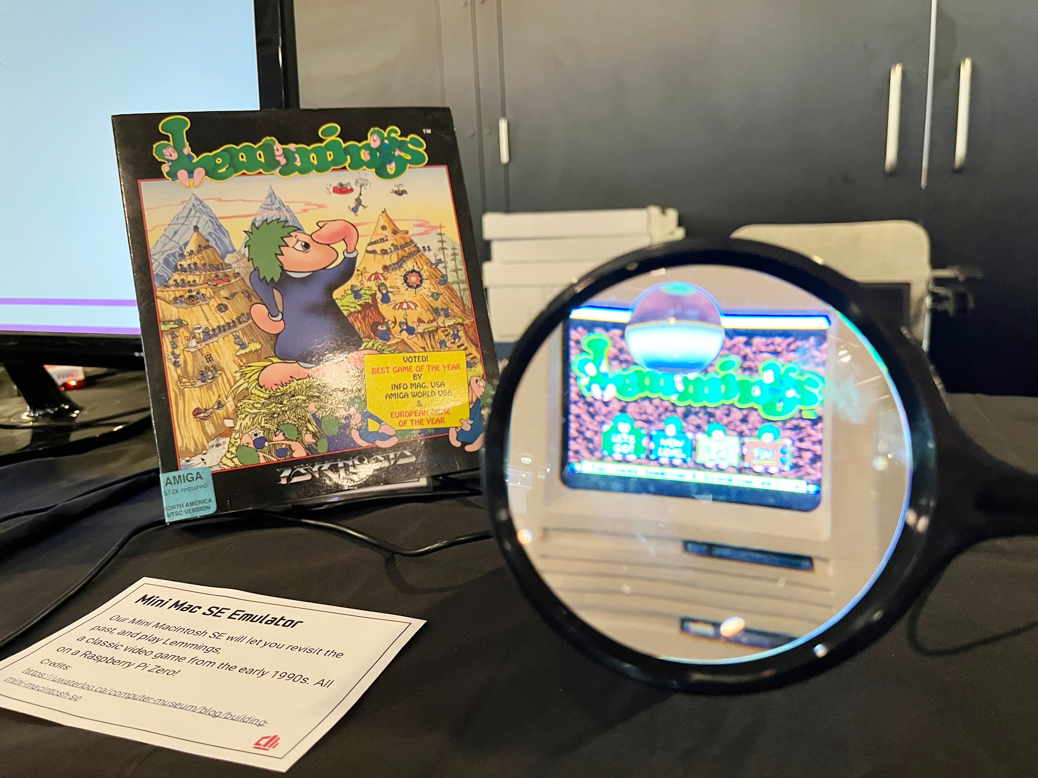 Lemmings running on a small Mac emulator