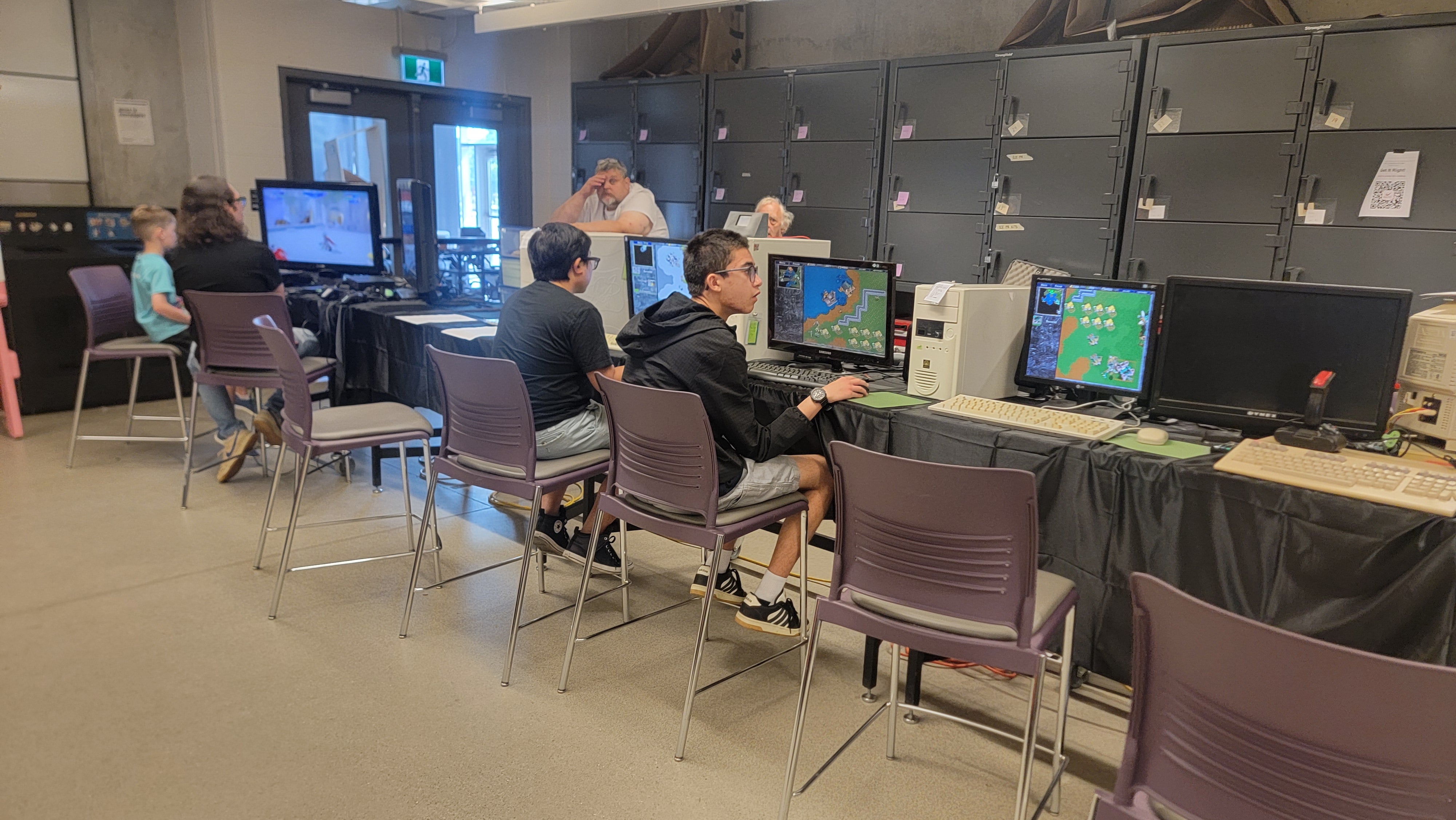 Children playing retro games.