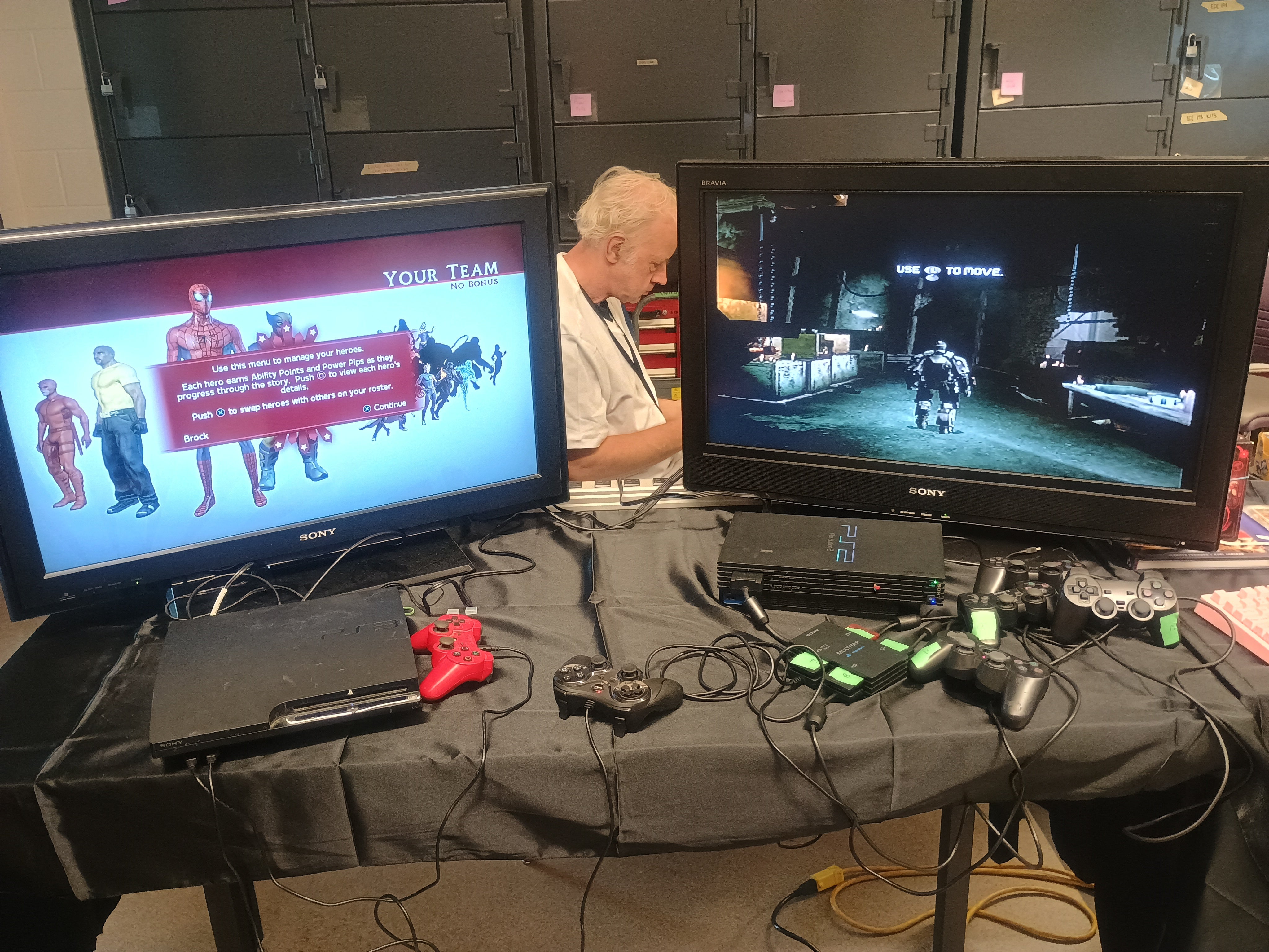 Two computer screens displaying different video games. 