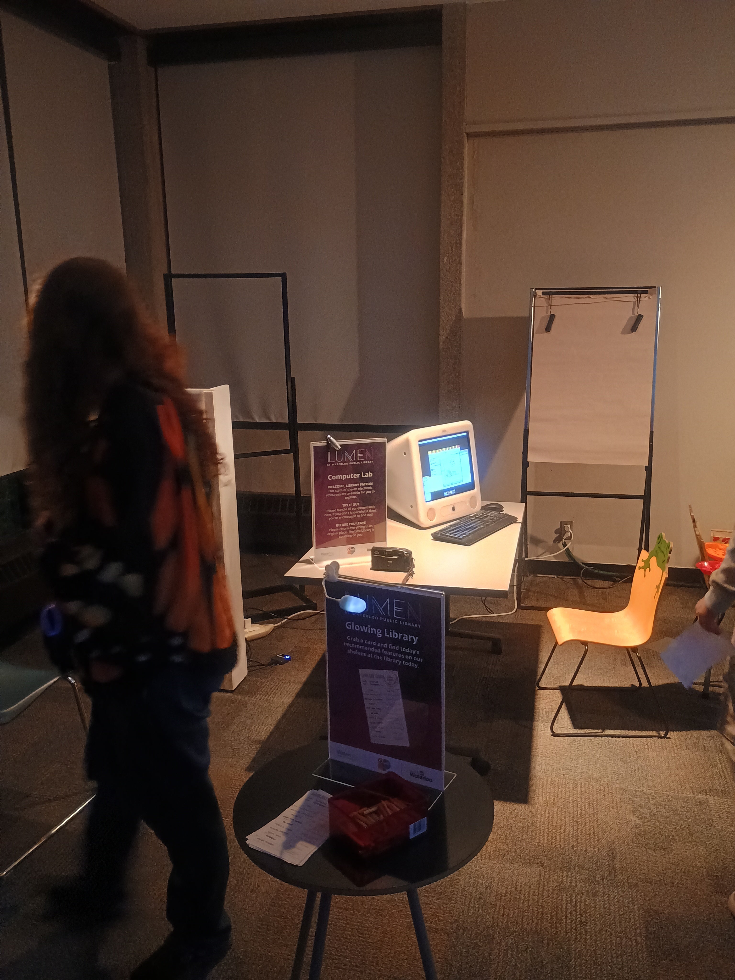 A Mac computer displayed at the Waterloo Public Library Lumen event.