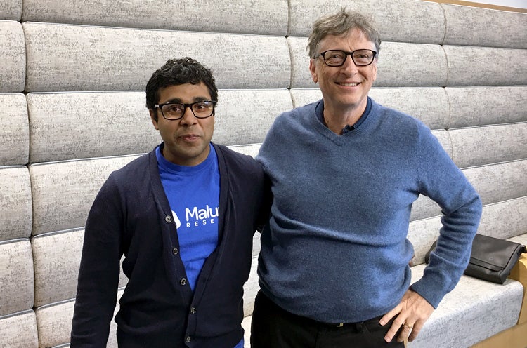 photo of Bill Gates and Maluuba founder Sam Pasupalak