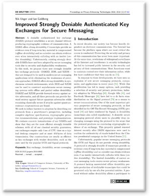 imge of Improved Strongly Deniable Authenticated Key Exchanges for Secure Messaging