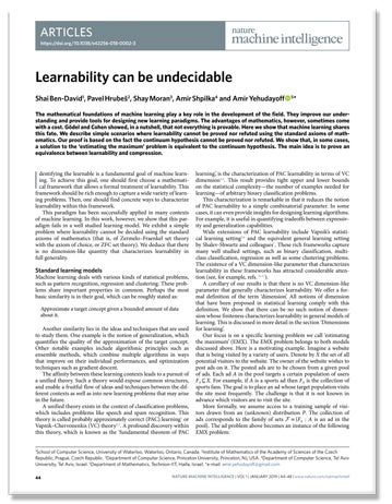 paper titled &quot;Learnability can be undecidable&quot;