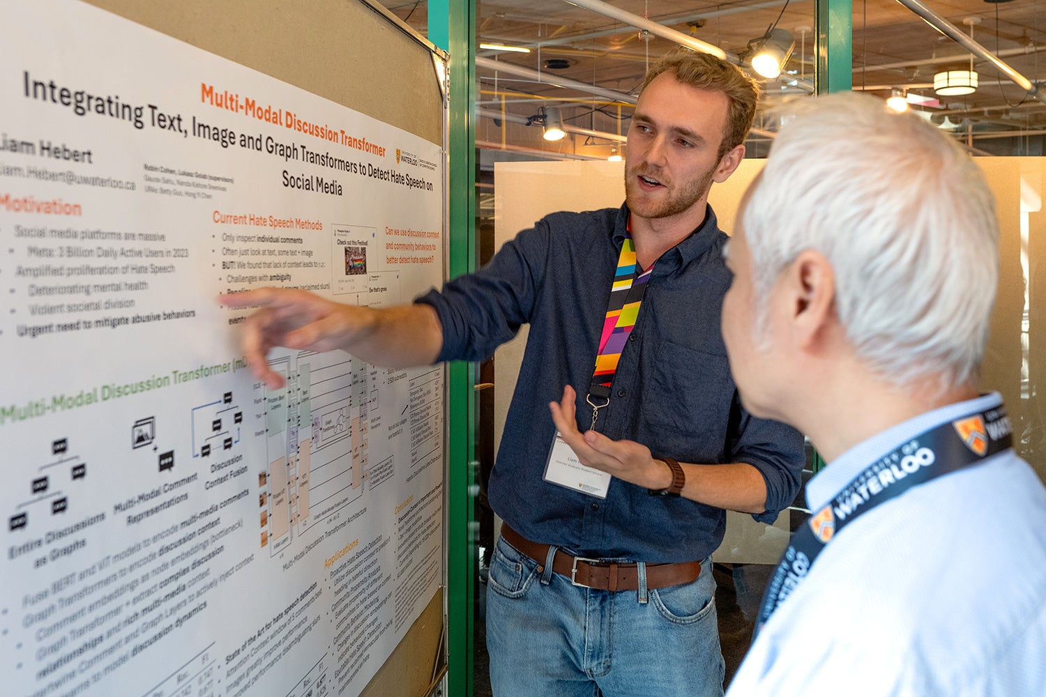 photo of Liam Hebert presenting his research at the 2023 Cheriton Research Symposium