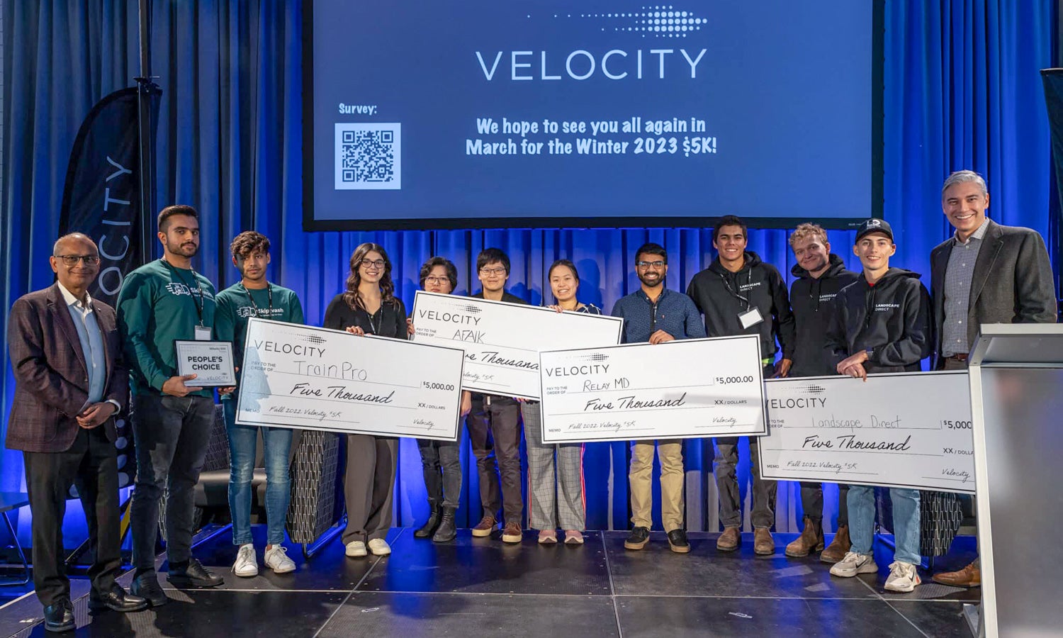 photo of the four winning teams at Velocity's 5K finals