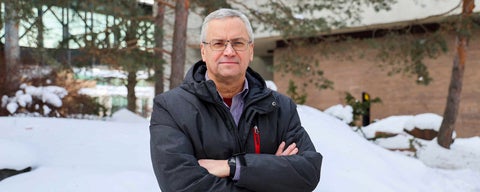Professor Gladimir Baranoski in Waterloo's rock garden