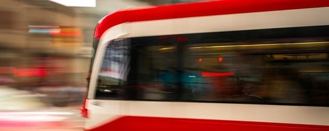 TTC streetcar travelling with a blurred background