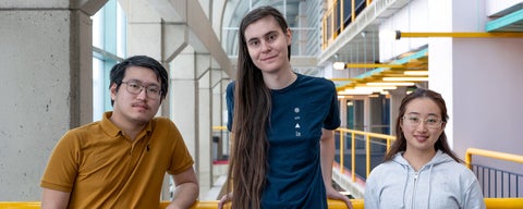 Valentio Iverson, Alice Moayyedi and Beihao Zhou in the Davis Centre