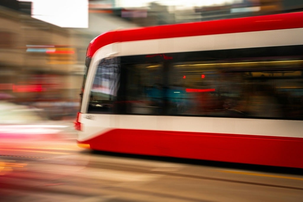 TTC streetcar travelling with a blurred background