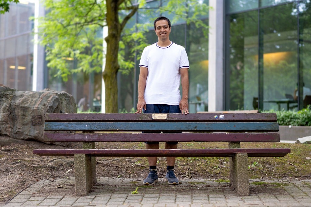 Professor Sepehr Assadi in Waterloo's rock garden