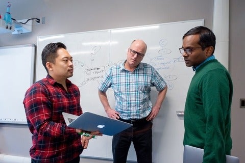 photo of Alex Yun and Professors Jesse Hoey and Meiyappan Nagappan