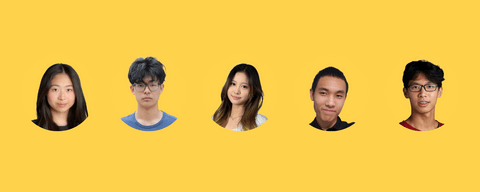 a dark yellow background with 5 circular icons featuring the recipients' headshot