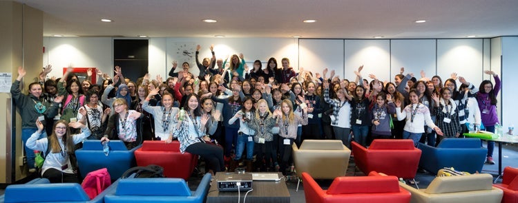 group shot of girls at Technovation launch