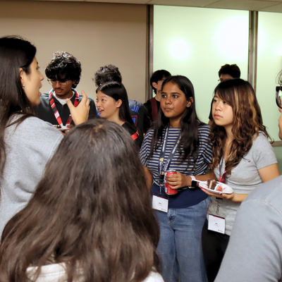 Students sharing in conversation and connecting