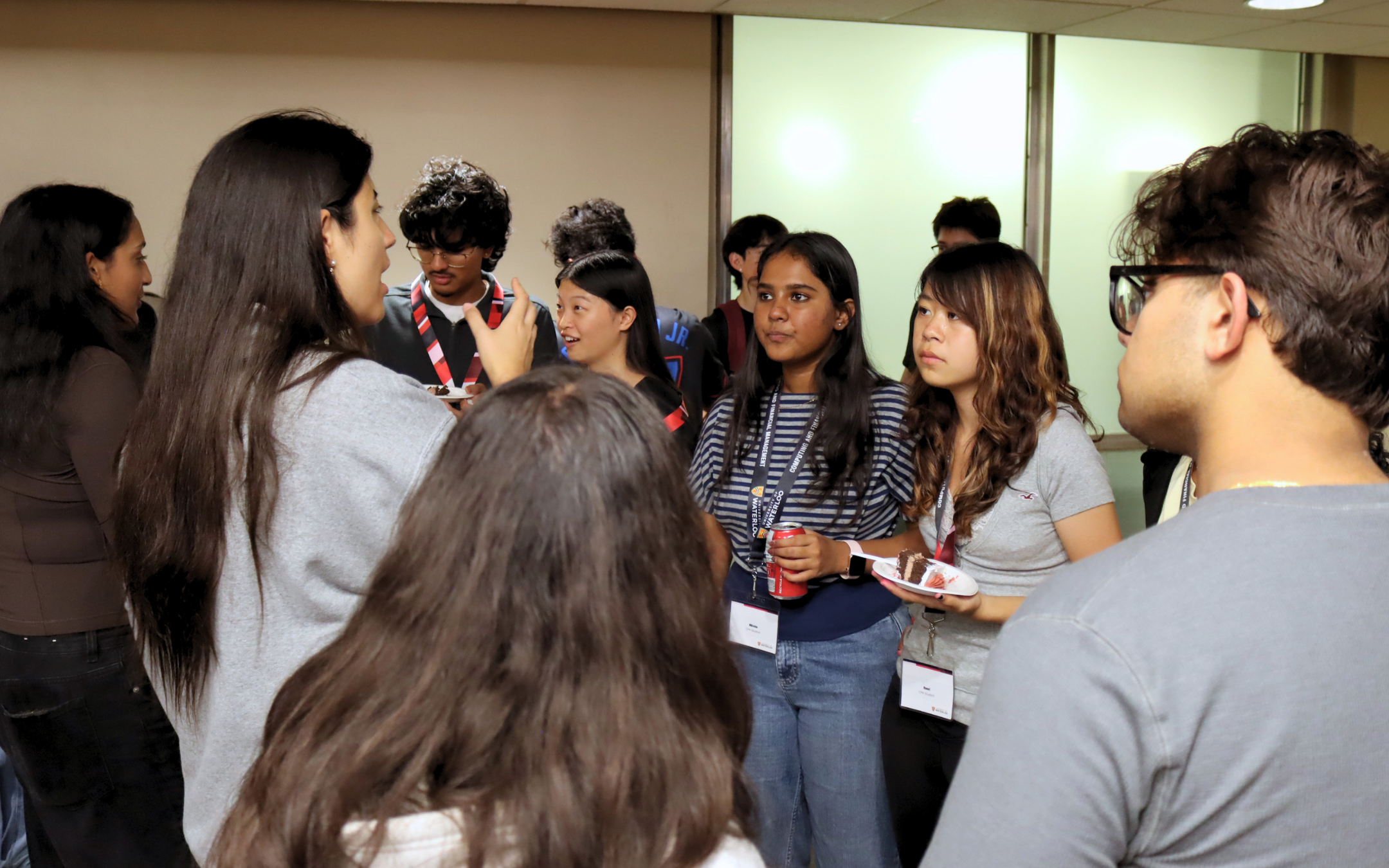 Students sharing in conversation and connecting