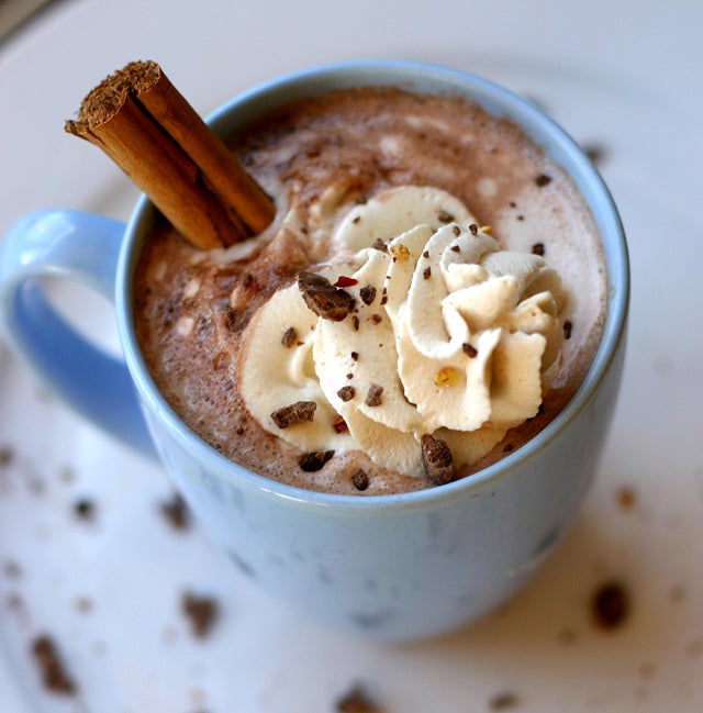 Cup of hot chocolate with whipped cream.