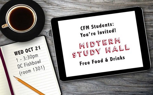 Midterm study hall event poster.