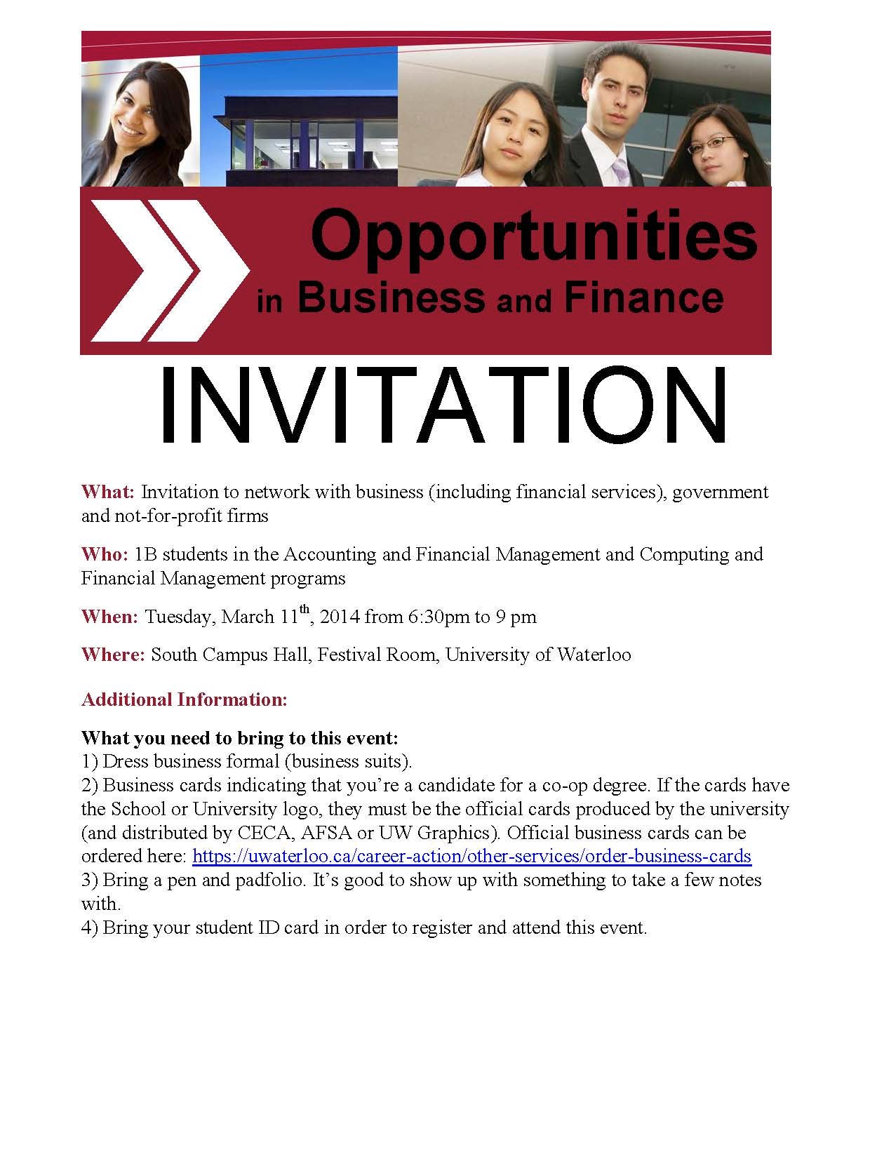Opportunities in Business and Finance 2014 - Invitation