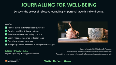 Flyer for the Journalling for Well-being program Fall 2026