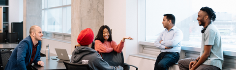 MBET students having a conversation to Build ventures, drive innovation, lead change. 