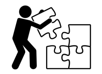 icon image of person putting puzzle pieces together 