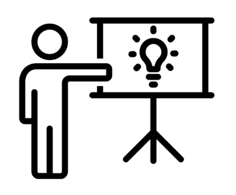 Icon of person pitching an idea