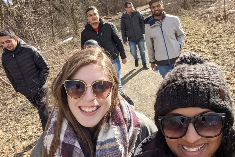 MBET walkabout: Full-time MBET students out for a walk on a nice day.