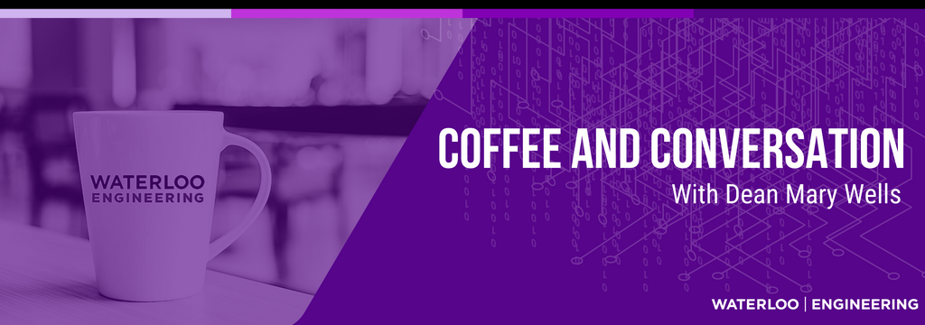 Purple Graphic Coffee and Conversation with Dean Mary Wells