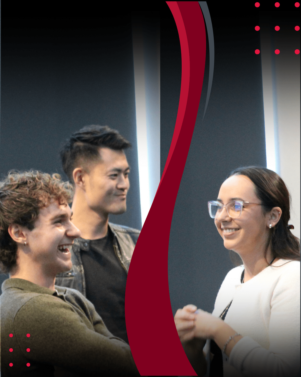 Students smiling at event