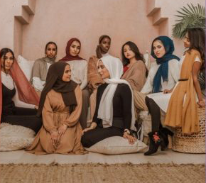 Fashion editorial shot from Eight Stories of Modesty - image of a group of women in hijab.