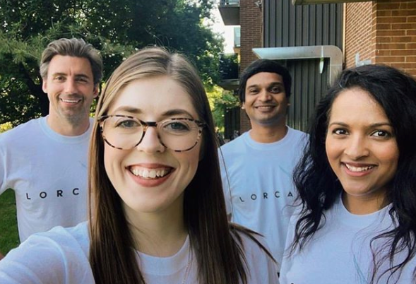 Team Lorcan - from Left to Right: Stuart Munro - Lead Product Designer, Alison Purdon - COO, Krishna Vegiraju -CTO and Minelli Clements - Founder and CEO.