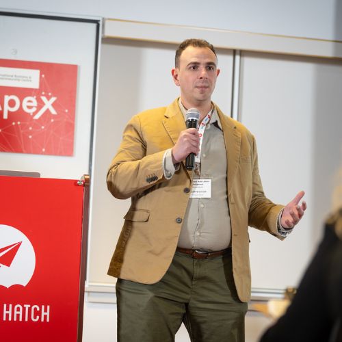 Mohamed Adel pitching for GenesisBuild.