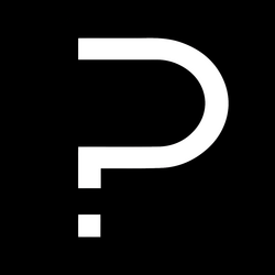 Problem Lab Logo, white question mark shaped in letter 'P' on black background