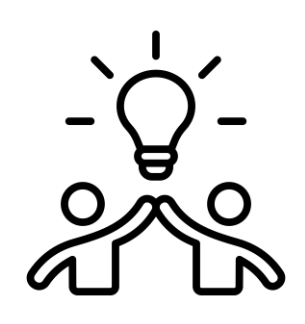 icon of two people lifting a lightbulb together