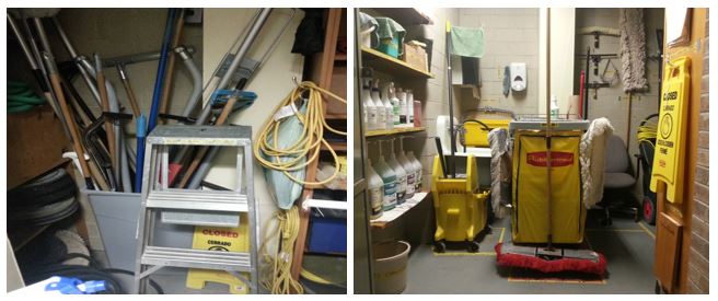 Before and after Randy Dicknoether applied 5S to a janitorial room in the Douglas Wright Engineering building