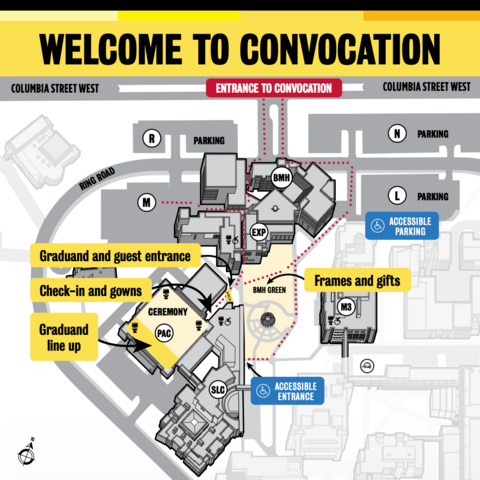 Map of convocation ceremony and parking 