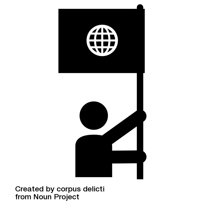 person holding flag with globe on it 