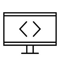 code on computer screen icon