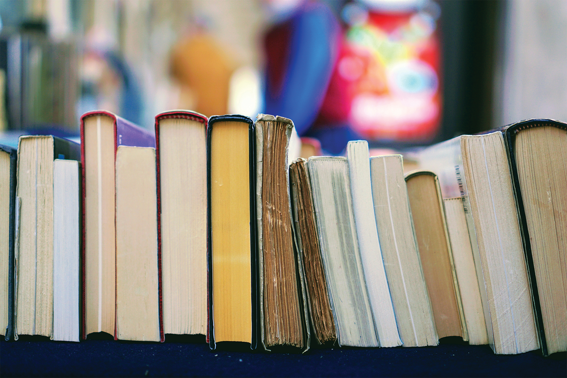 A horizontal stack of books