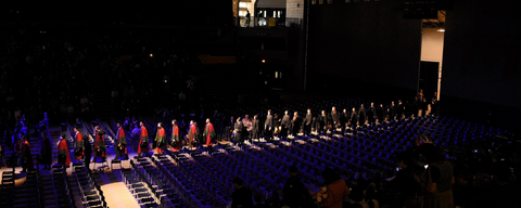 Graduate students walking in to convocation